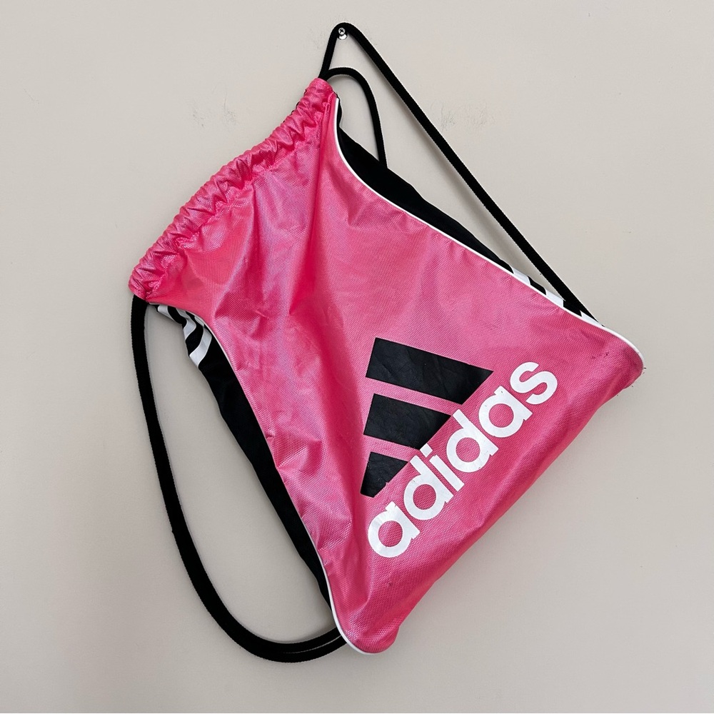 Adidas Women’s Pink and Black Drawstring Backpack